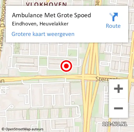 Locatie op kaart van de 112 melding: Ambulance Met Grote Spoed Naar Eindhoven, Heuvelakker op 18 juni 2020 12:59