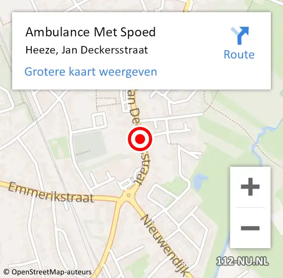 Locatie op kaart van de 112 melding: Ambulance Met Spoed Naar Heeze, Jan Deckersstraat op 18 juni 2020 14:03