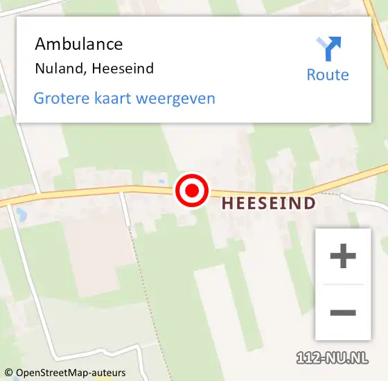 Locatie op kaart van de 112 melding: Ambulance Nuland, Heeseind op 18 juni 2020 15:37