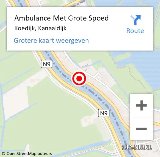 Locatie op kaart van de 112 melding: Ambulance Met Grote Spoed Naar Koedijk, Kanaaldijk op 18 juni 2020 15:56
