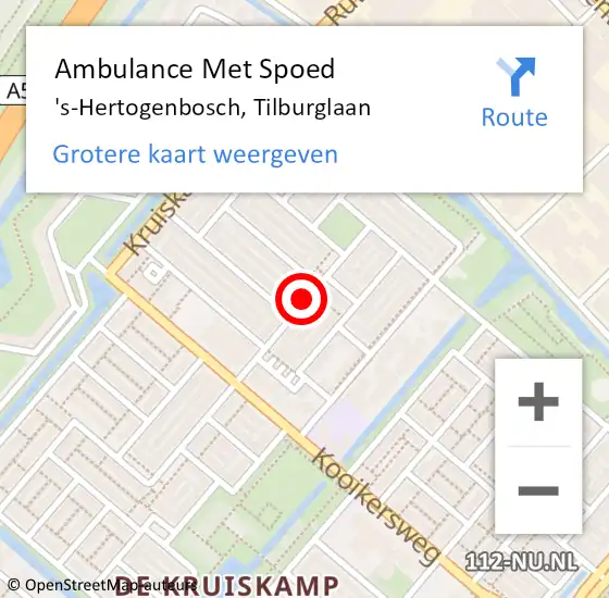 Locatie op kaart van de 112 melding: Ambulance Met Spoed Naar 's-Hertogenbosch, Tilburglaan op 18 juni 2020 16:19