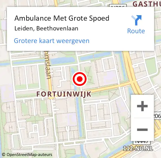 Locatie op kaart van de 112 melding: Ambulance Met Grote Spoed Naar Leiden, Beethovenlaan op 18 juni 2020 23:27