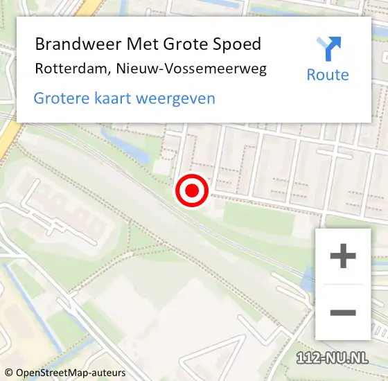 Locatie op kaart van de 112 melding: Brandweer Met Grote Spoed Naar Rotterdam, Nieuw-Vossemeerweg op 19 juni 2020 00:18
