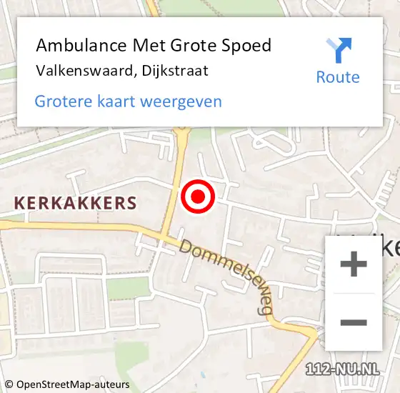 Locatie op kaart van de 112 melding: Ambulance Met Grote Spoed Naar Valkenswaard, Dijkstraat op 19 juni 2020 05:33