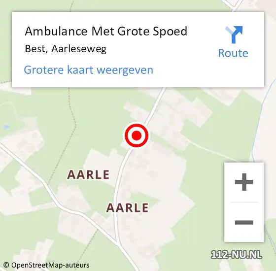 Locatie op kaart van de 112 melding: Ambulance Met Grote Spoed Naar Best, Aarleseweg op 19 juni 2020 06:28