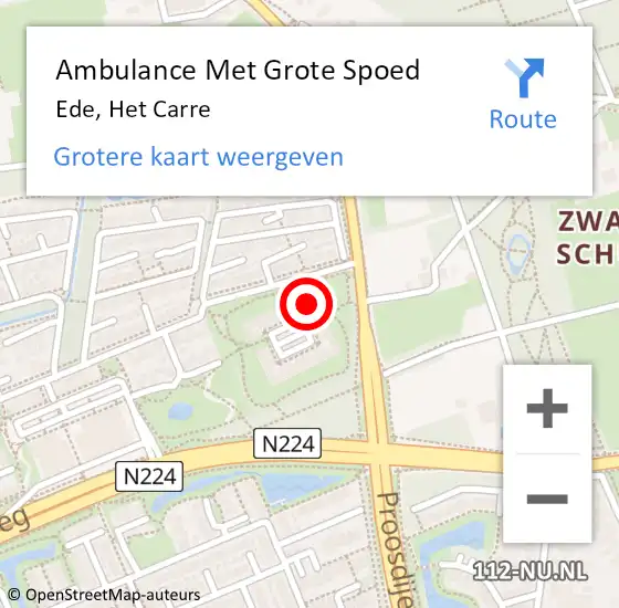 Locatie op kaart van de 112 melding: Ambulance Met Grote Spoed Naar Ede, Het Carre op 19 juni 2020 12:03