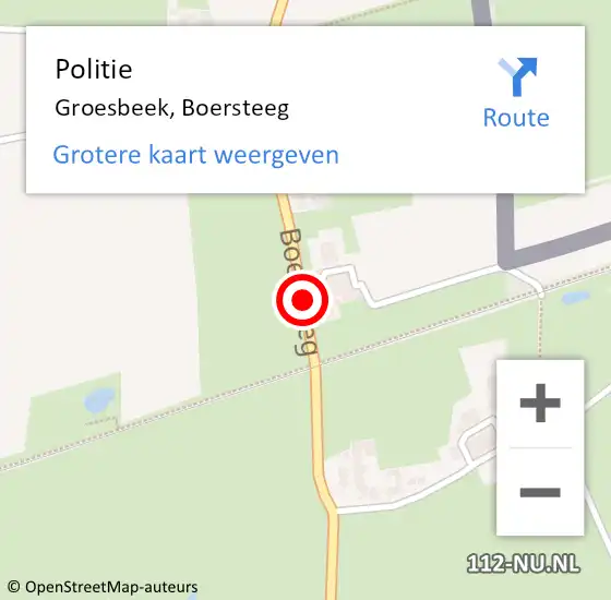 Locatie op kaart van de 112 melding: Politie Groesbeek, Boersteeg op 19 juni 2020 12:37