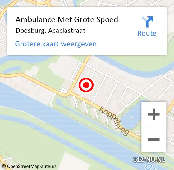 Locatie op kaart van de 112 melding: Ambulance Met Grote Spoed Naar Doesburg, Acaciastraat op 19 juni 2020 13:03