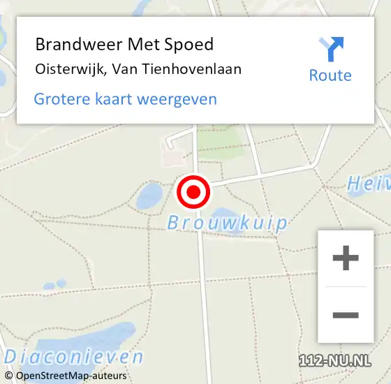 Locatie op kaart van de 112 melding: Brandweer Met Spoed Naar Oisterwijk, Van Tienhovenlaan op 19 juni 2020 13:50