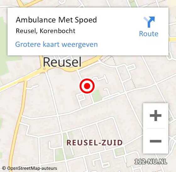 Locatie op kaart van de 112 melding: Ambulance Met Spoed Naar Reusel, Korenbocht op 19 juni 2020 14:27