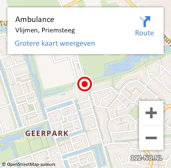 Locatie op kaart van de 112 melding: Ambulance Vlijmen, Priemsteeg op 19 juni 2020 16:21