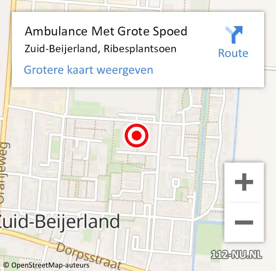 Locatie op kaart van de 112 melding: Ambulance Met Grote Spoed Naar Zuid-Beijerland, Ribesplantsoen op 19 juni 2020 23:34
