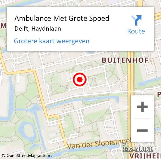 Locatie op kaart van de 112 melding: Ambulance Met Grote Spoed Naar Delft, Haydnlaan op 20 juni 2020 09:11