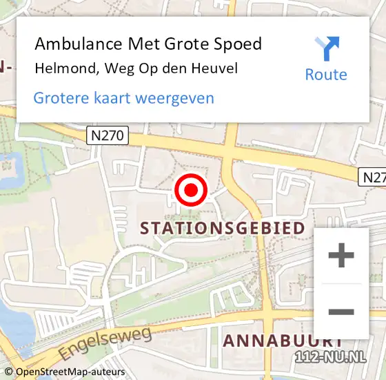 Locatie op kaart van de 112 melding: Ambulance Met Grote Spoed Naar Helmond, Weg Op den Heuvel op 20 juni 2020 09:21