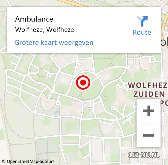 Locatie op kaart van de 112 melding: Ambulance Wolfheze, Wolfheze op 20 juni 2020 20:09