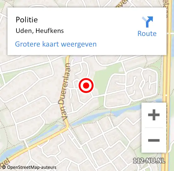Locatie op kaart van de 112 melding: Politie Uden, Heufkens op 20 juni 2020 21:41