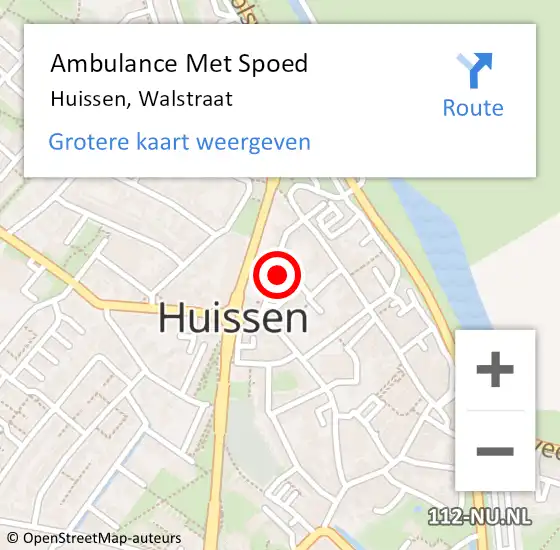 Locatie op kaart van de 112 melding: Ambulance Met Spoed Naar Huissen, Walstraat op 21 juni 2020 00:27