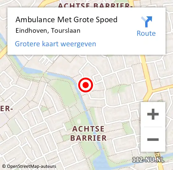 Locatie op kaart van de 112 melding: Ambulance Met Grote Spoed Naar Eindhoven, Tourslaan op 21 juni 2020 01:35