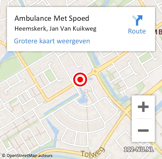 Locatie op kaart van de 112 melding: Ambulance Met Spoed Naar Heemskerk, Jan Van Kuikweg op 21 juni 2020 10:15