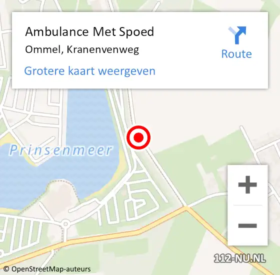 Locatie op kaart van de 112 melding: Ambulance Met Spoed Naar Ommel, Kranenvenweg op 21 juni 2020 12:47