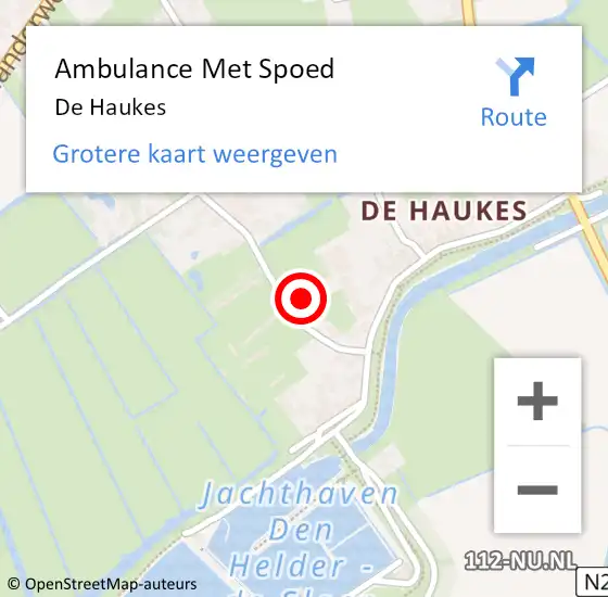 Locatie op kaart van de 112 melding: Ambulance Met Spoed Naar De Haukes op 21 juni 2020 12:52
