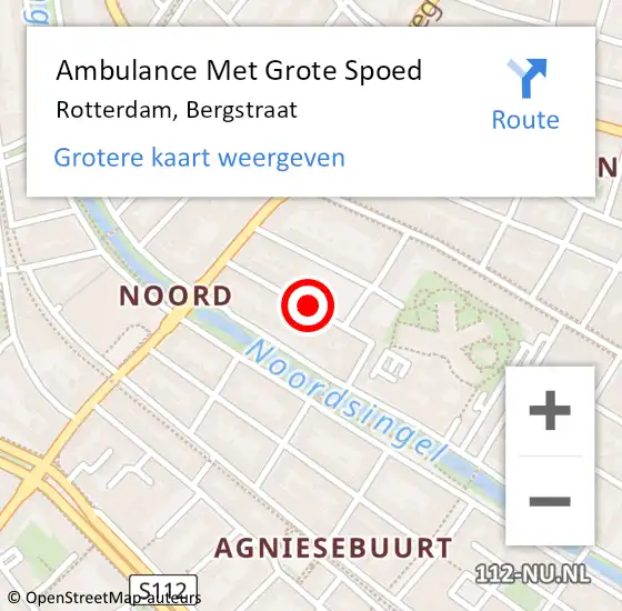 Locatie op kaart van de 112 melding: Ambulance Met Grote Spoed Naar Rotterdam, Bergstraat op 21 juni 2020 15:04