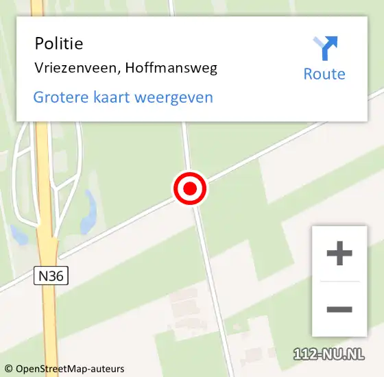 Locatie op kaart van de 112 melding: Politie Vriezenveen, Hoffmansweg op 21 juni 2020 16:11