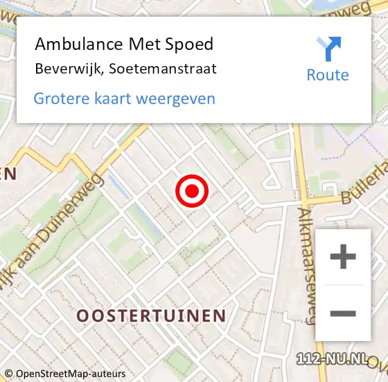 Locatie op kaart van de 112 melding: Ambulance Met Spoed Naar Beverwijk, Soetemanstraat op 21 juni 2020 17:49