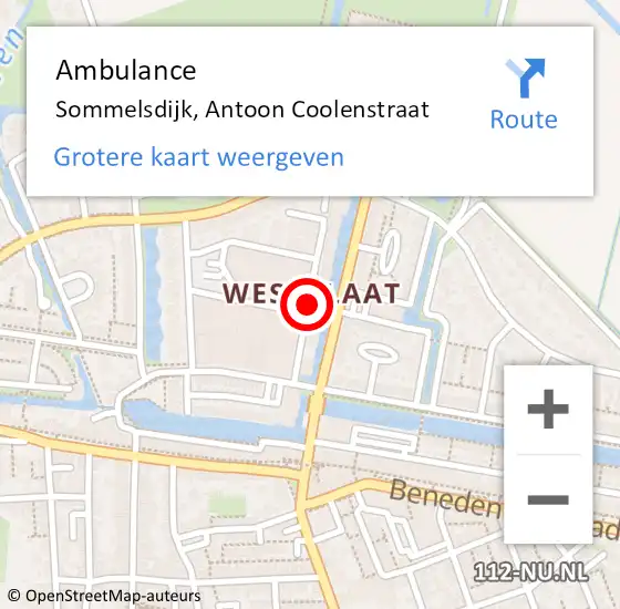 Locatie op kaart van de 112 melding: Ambulance Sommelsdijk, Antoon Coolenstraat op 21 juni 2020 18:03