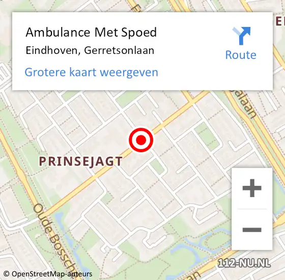 Locatie op kaart van de 112 melding: Ambulance Met Spoed Naar Eindhoven, Gerretsonlaan op 21 juni 2020 23:41