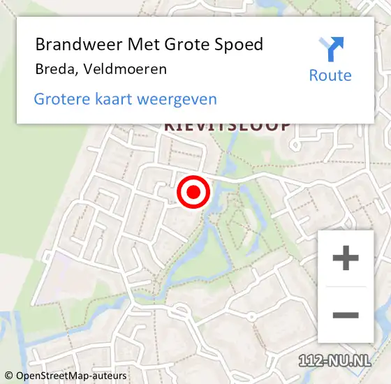 Locatie op kaart van de 112 melding: Brandweer Met Grote Spoed Naar Breda, Veldmoeren op 22 juni 2020 07:02