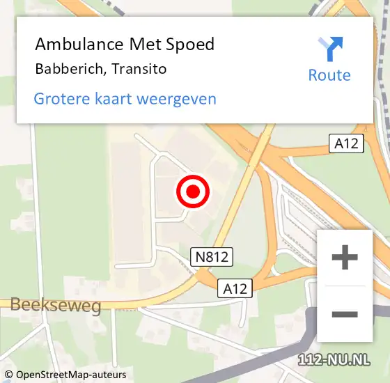 Locatie op kaart van de 112 melding: Ambulance Met Spoed Naar Babberich, Transito op 22 juni 2020 08:48