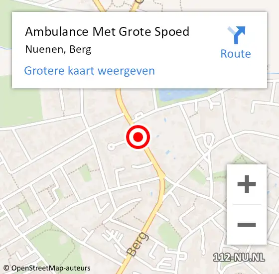 Locatie op kaart van de 112 melding: Ambulance Met Grote Spoed Naar Nuenen, Berg op 22 juni 2020 11:09