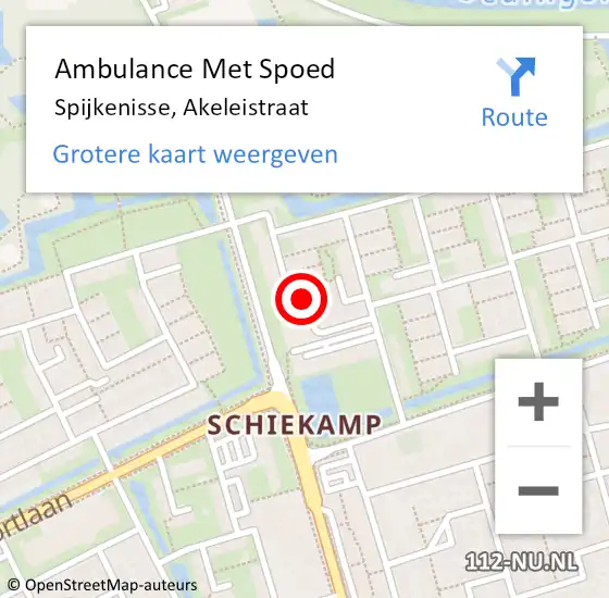 Locatie op kaart van de 112 melding: Ambulance Met Spoed Naar Spijkenisse, Akeleistraat op 22 juni 2020 13:27