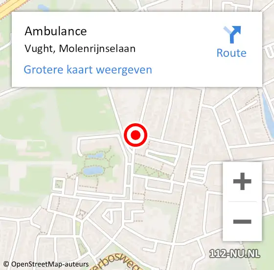 Locatie op kaart van de 112 melding: Ambulance Vught, Molenrijnselaan op 22 juni 2020 15:23