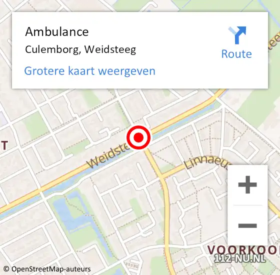 Locatie op kaart van de 112 melding: Ambulance Culemborg, Weidsteeg op 22 juni 2020 15:31