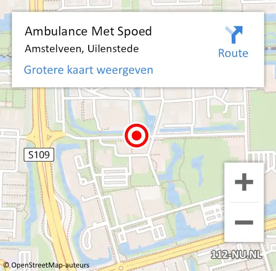 Locatie op kaart van de 112 melding: Ambulance Met Spoed Naar Amstelveen, Uilenstede op 22 juni 2020 18:25
