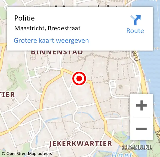Locatie op kaart van de 112 melding: Politie Maastricht, Bredestraat op 22 juni 2020 18:45