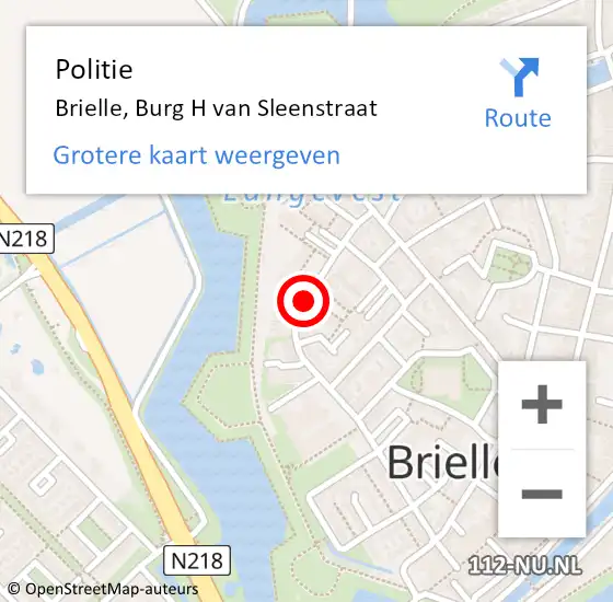 Locatie op kaart van de 112 melding: Politie Brielle, Burg H van Sleenstraat op 22 juni 2020 18:57