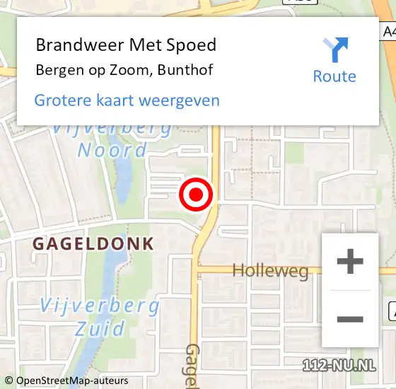 Locatie op kaart van de 112 melding: Brandweer Met Spoed Naar Bergen op Zoom, Bunthof op 22 juni 2020 19:01