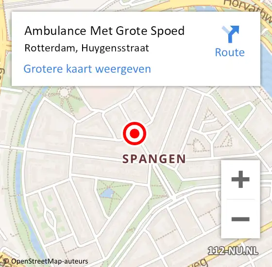 Locatie op kaart van de 112 melding: Ambulance Met Grote Spoed Naar Rotterdam, Huygensstraat op 22 juni 2020 20:19