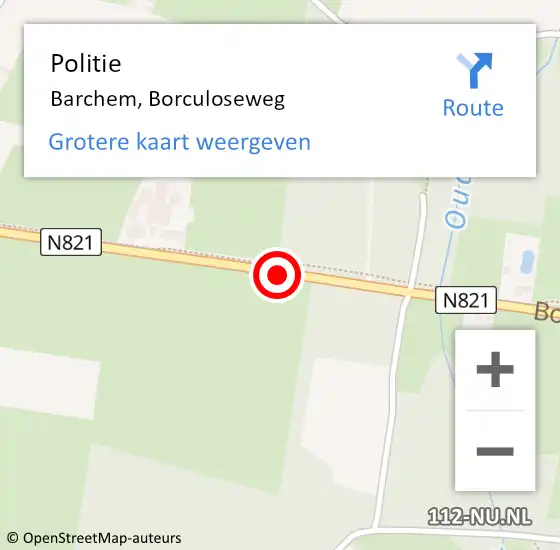 Locatie op kaart van de 112 melding: Politie Barchem, Borculoseweg op 22 juni 2020 22:17