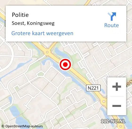 Locatie op kaart van de 112 melding: Politie Soest, Koningsweg op 23 juni 2020 07:30