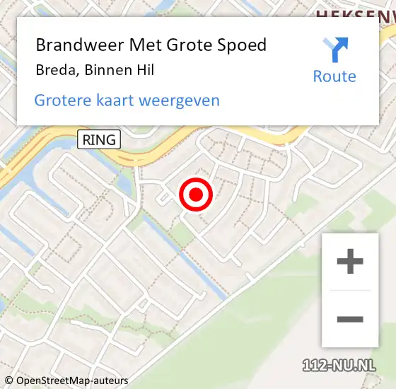 Locatie op kaart van de 112 melding: Brandweer Met Grote Spoed Naar Breda, Binnen Hil op 23 juni 2020 08:38