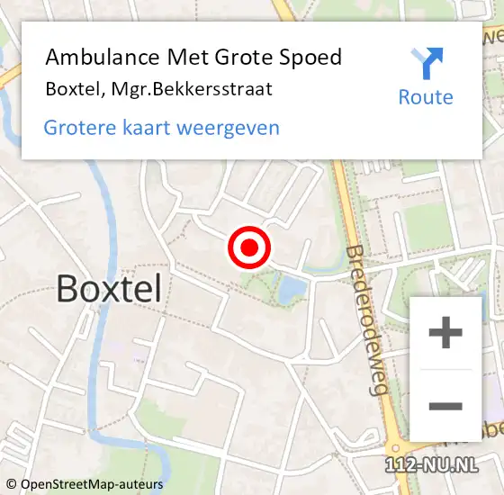Locatie op kaart van de 112 melding: Ambulance Met Grote Spoed Naar Boxtel, Mgr.Bekkersstraat op 23 juni 2020 08:51