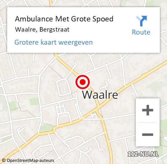 Locatie op kaart van de 112 melding: Ambulance Met Grote Spoed Naar Waalre, Bergstraat op 23 juni 2020 14:38