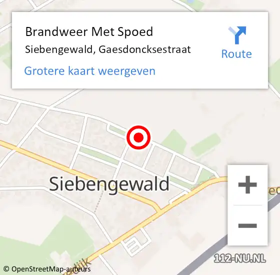 Locatie op kaart van de 112 melding: Brandweer Met Spoed Naar Siebengewald, Gaesdoncksestraat op 23 juni 2020 14:47