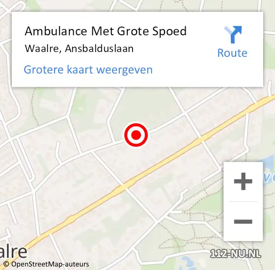 Locatie op kaart van de 112 melding: Ambulance Met Grote Spoed Naar Waalre, Ansbalduslaan op 23 juni 2020 15:16
