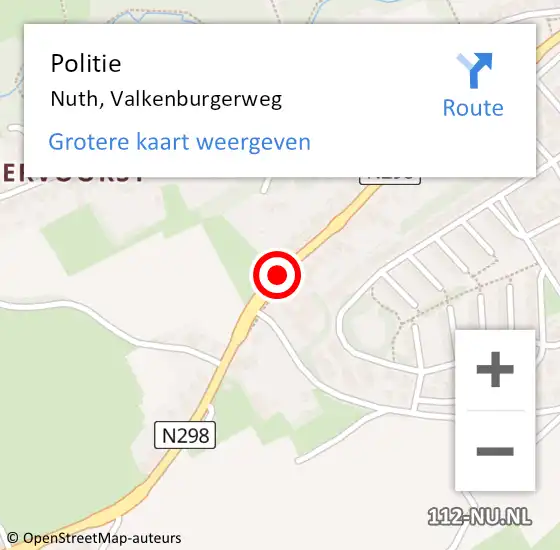 Locatie op kaart van de 112 melding: Politie Nuth, Valkenburgerweg op 23 juni 2020 19:09