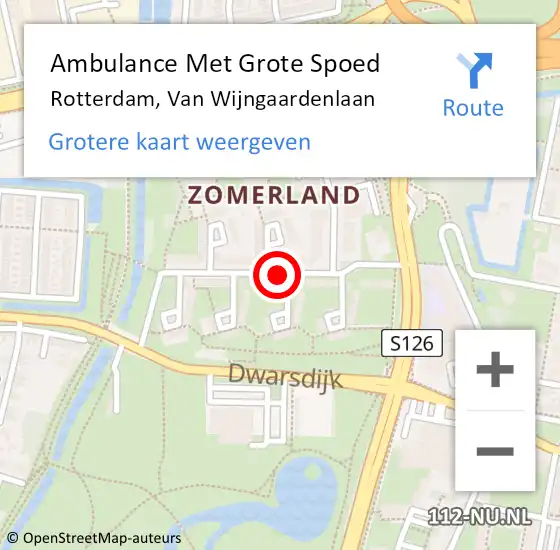 Locatie op kaart van de 112 melding: Ambulance Met Grote Spoed Naar Rotterdam, Van Wijngaardenlaan op 23 juni 2020 21:13